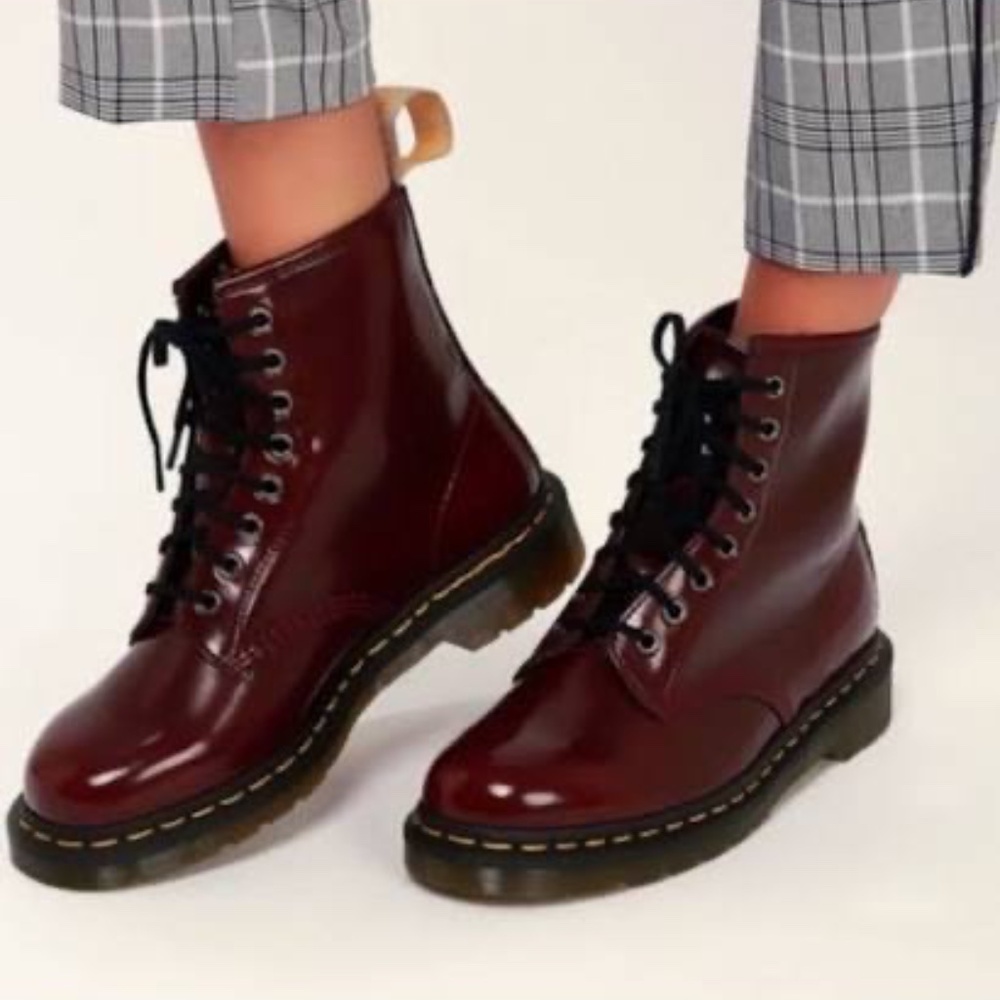 Dr. Martens 1460Vegan Leather Dark Red Combat Boots Sz 6